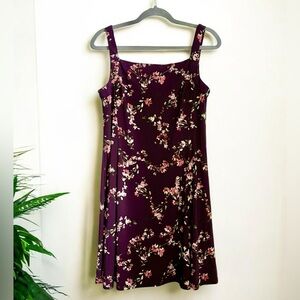 Chaps Purple Floral Dress Sleeveless. Petite Large